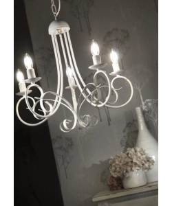 LAMPADARIO "POMPEI" 5 LUCI IN METALLO COLOR AVORIO, E14